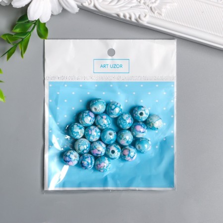 Beads for creativity plastic "Marble. Blue" d = 1.2 cm set 20 grams-2