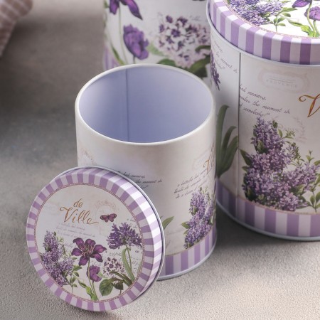 A set of cans for bulk products "Lavender", 3 items: 7 × 9 cm, 10 × 13 cm, 13 × 16 cm-2