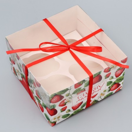 Capcake box, confectionery packaging, 4 cells “My sweet”, 16 x 16 x 10 cm-2