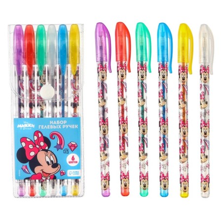 A set of gel handles with sparkles, 6 colors, Minnie Mouse-6