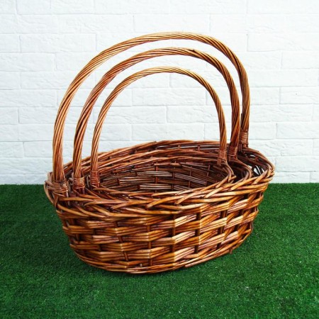 A set of wicker baskets, willow, 3 pcs., Brown, oval-5