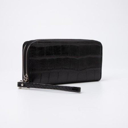 Women's wallet on lightning, with a pen, black color