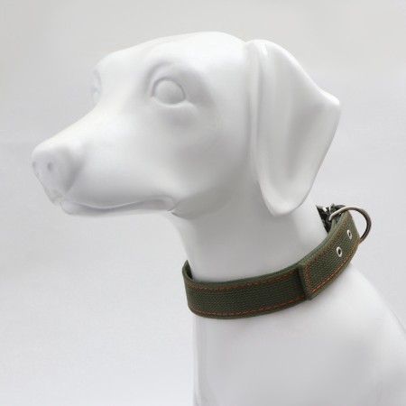 The collar of a canvas two-layer, 68 x 3.5 cm, Osh 30-55 cm, dark green-3