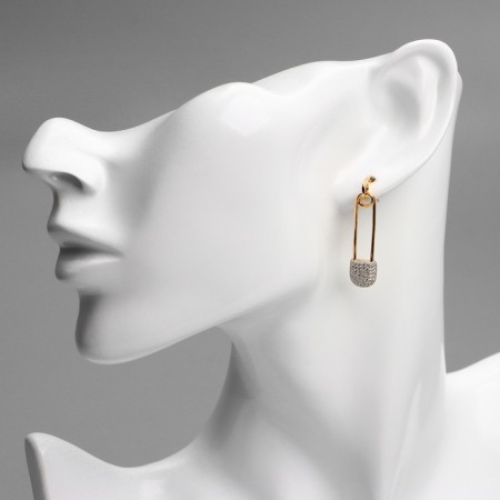 Earrings with rhinestones Xuping Pinker pin, white color in pink gold-2