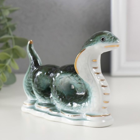 Souvenir Ceramics "Cobra Creeping" green with gold 4x11.3x8.5 cm-1