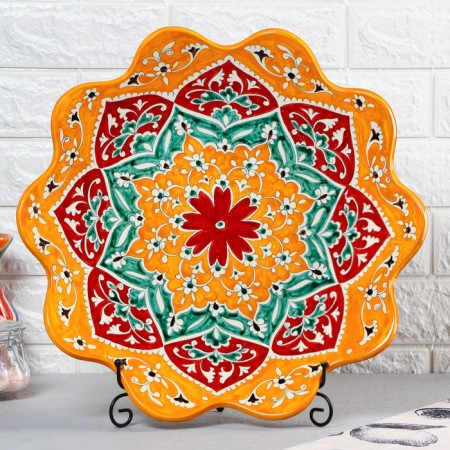 Largan Rishtan ceramics "Flowers", 40 cm, corrugated-1