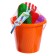 Set for playing in sand No. 20: Big bucket, scoop, rake, 4 molds