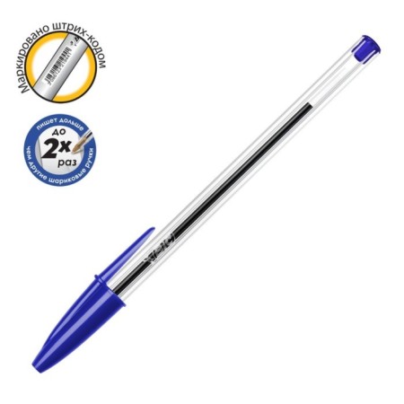 Ballic handle, blue ink, 1.0 mm, average letter, transparent case, bic crystal Original-2