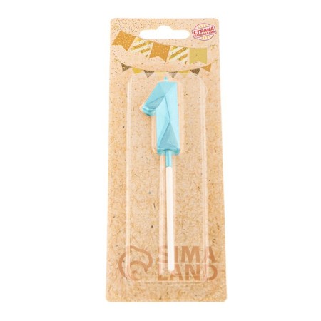 Candle in the cake on the skewer "Almaz", the number "1", blue, 4.8x2.6 cm-6