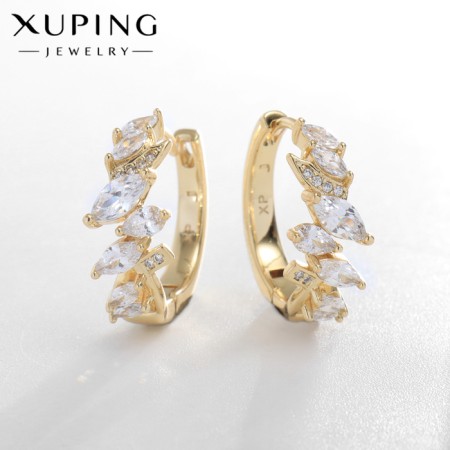 Hooping earrings Xuping diadem, white color in gold, d = 2 cm