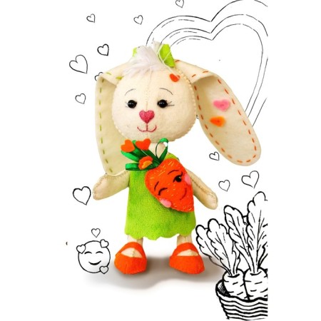 Set for creating a toy made of felt+coloring "Bunny love"