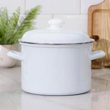 A pan without a decolle, 4.5 l, enameled cover, induction, white color