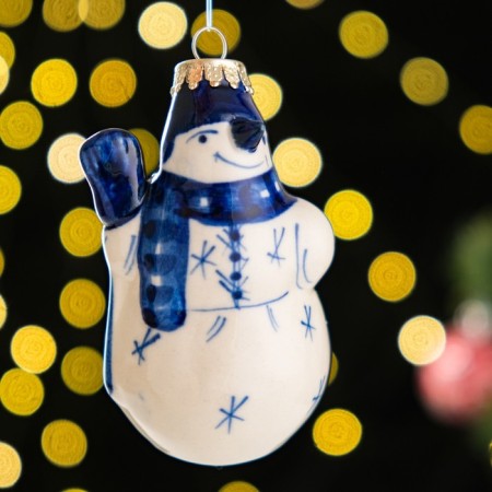Souvenir on the Christmas tree "Snowman", 8 cm, Gzhel-3