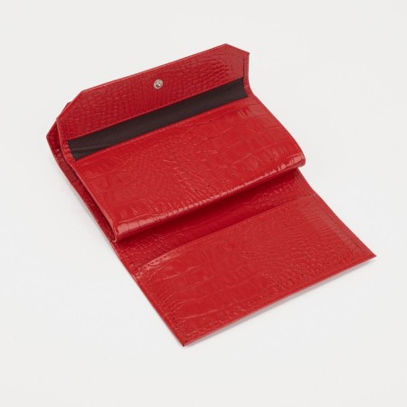 Women's wallet on the button, red color-3