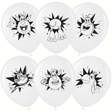 Latex ball 12 “Buba and friends”, pastel, white, 4 tbsp., Set 25 pcs., Mix