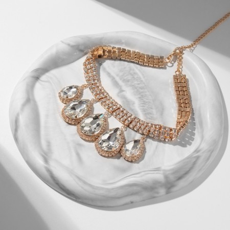 Choker-Coker "drop" rhinestones, white in gold-3