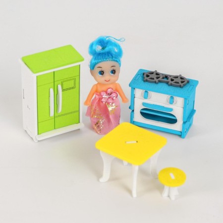 Furniture for dolls "Kitchen" + doll as a gift-4