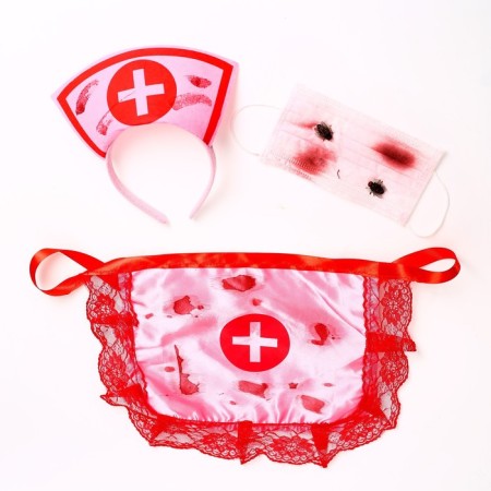 Carnival set "Nurse" 3 subjects: rim, apron, mask mix-1