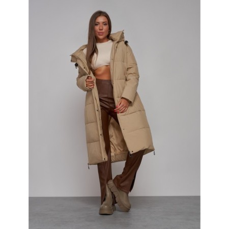 Coat insulated winter female, size 44, color light brown-14