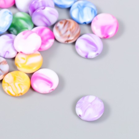 Beads for creativity plastic "flattened circles of marble" colored 20 g 1.3x1.3x0.5 cm-1
