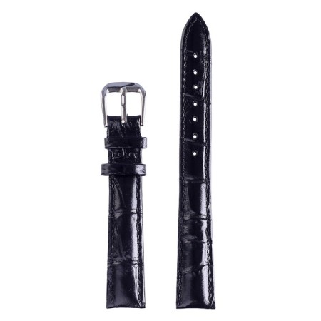 Bugert watch strap 12 mm, genuine leather, l = 20 cm, black, the texture of the crocodile-1