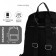 A backpack with a zipper, 5 outer pockets, pencil case, black color