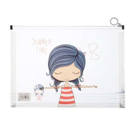 Lightning folder A4 format, 180 md, transparent with the pattern "Girls", mix-4