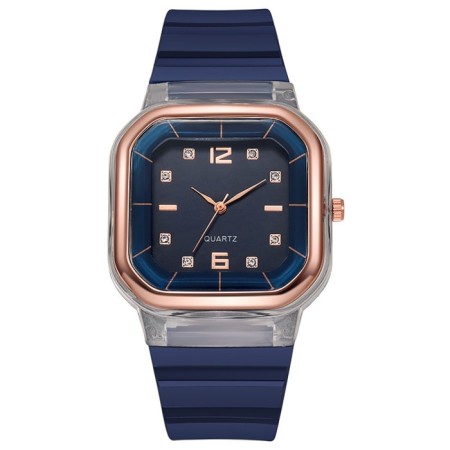Women's watch, 4.1 x 4.1 cm, silicone strap, blue
