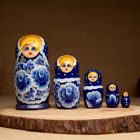 Doll "gzhel", blue dress, 5 puppet, 15 cm