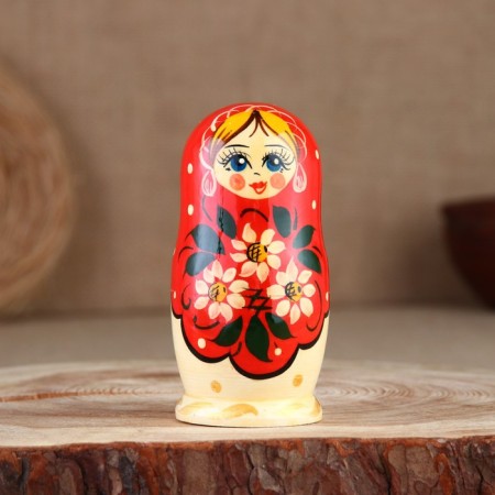 Nesting doll "flower", red scarf, 5 puppet, 11 cm-2