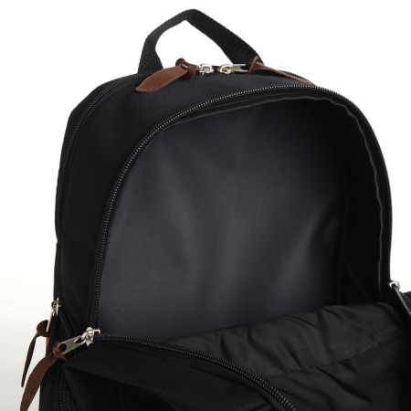Youth backpack, Rise, 2 lightning departments, 2 side pockets, black/brown color-5
