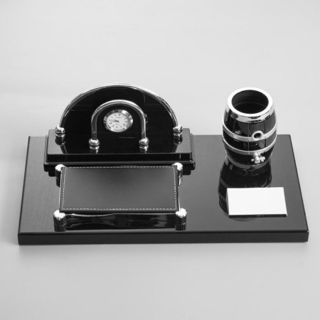 Set of table office 4V1 with a clock, black tree-1