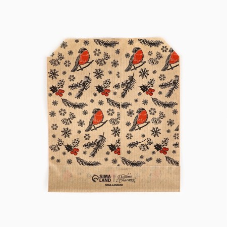 Envelope for sweets "Happy New Year", bullfinches, 14 x 16 cm, new year-3