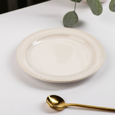 Ceramic pies “sea surface”, D = 15.5 cm, beige color-1
