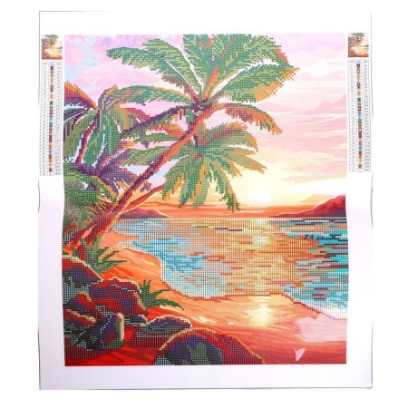 Diamond mosaic with partial filling on the canvas "Sunset at Sea", 40 x 50 cm-2