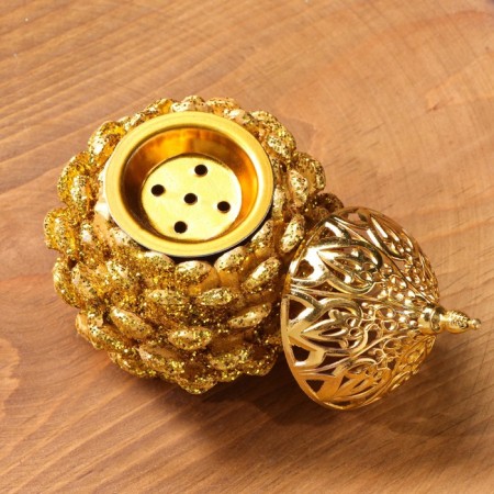 Kurilnitsa for incense powder and cones "bump", golden, 9.5x8.7 cm-2
