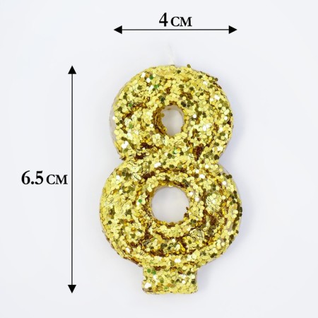Candle in the cake "Squeezes", number "8", gold, 6.5x4-1
