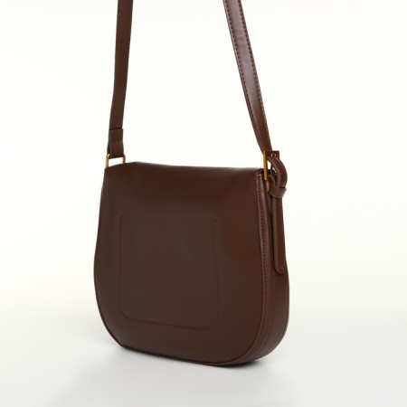 Women's bag on the Textura valve, medium size, brown color-4