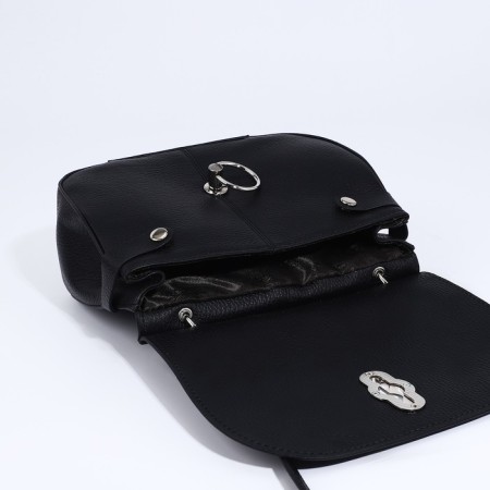 Women's bag L-Craft on fasteners, long belt, black color-4