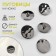 A set of buttons on the leg, d = 25 mm, 5 pcs, black gloss color