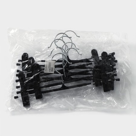 Pannings for trousers and skirts with clamps, set 10 pcs, 32 × 13.5 cm, black color-5