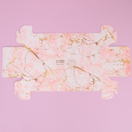 Confectionery packaging, cupcake box with PVC lid, “pink marble”, 30 x 8 x 11 cm-5