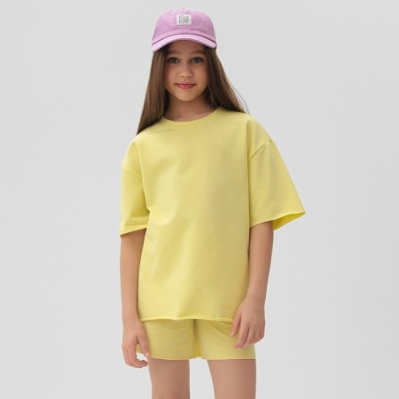 Kit for girls (T -shirt, shorts) minku lemon color, height 128