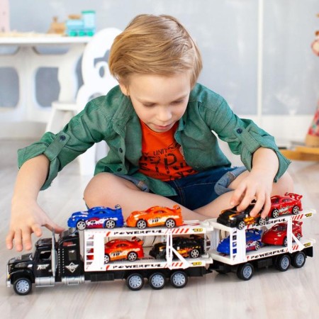 Auto -Vorot Case Givito "Racing Track", with cars, with a trailer, black color, 64 cm-2