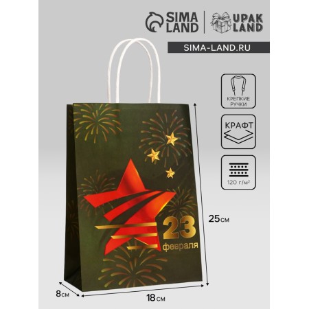 Package gift craft "From February 23!" 18 x 8 x 25 cm