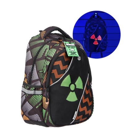 Youth backpack 40 x 30 x 16 cm, with an ergonomic back, with a luminous element of optical-fiber threads, Seventeen, Optical Fiber
