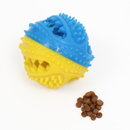 The ball under the treats is embossed, tpr, 7 cm, yellow-blue-2