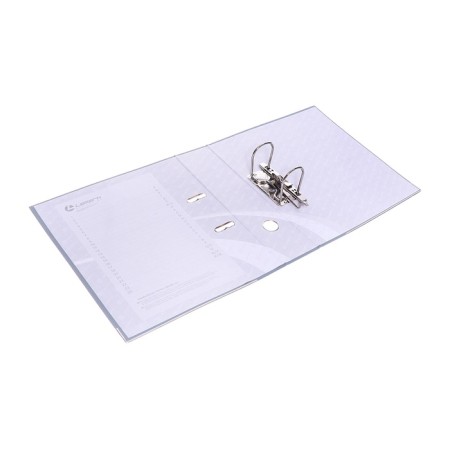 A4, 75 mm registrar, calligrata, PVC, metal edging, pocket for the spine, collected, gray-11