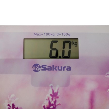 Floor scales Sakura SA-5072LF, electronic, up to 180 kg, 1xCR2032, glass, "lavender"-2
