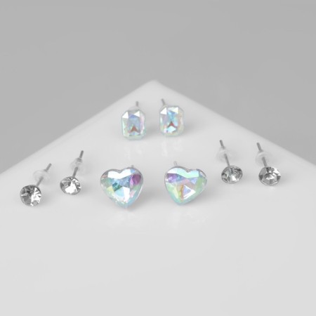 Pusets 4 pairs "Romance" Love, white-radiant color in silver-1